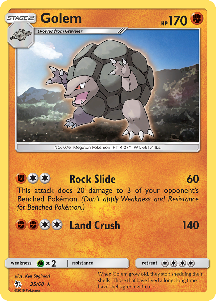 Golem 35/68 Hidden Fates English Pokémon card