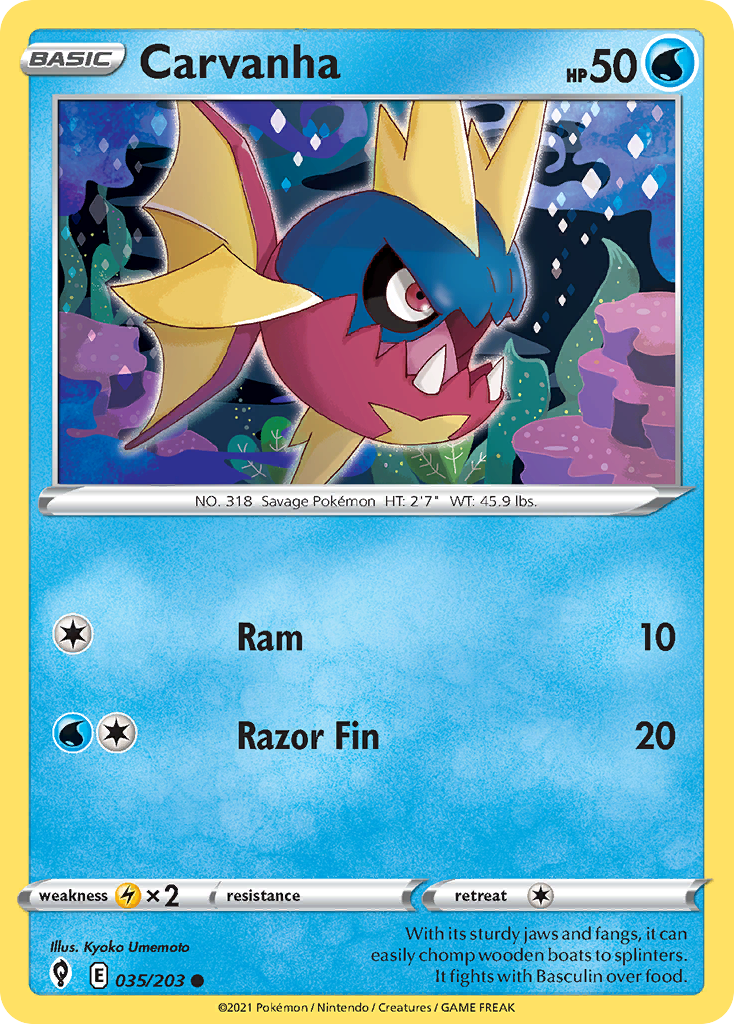 Carvanha 35/203 Evolving Skies English Pokemon card