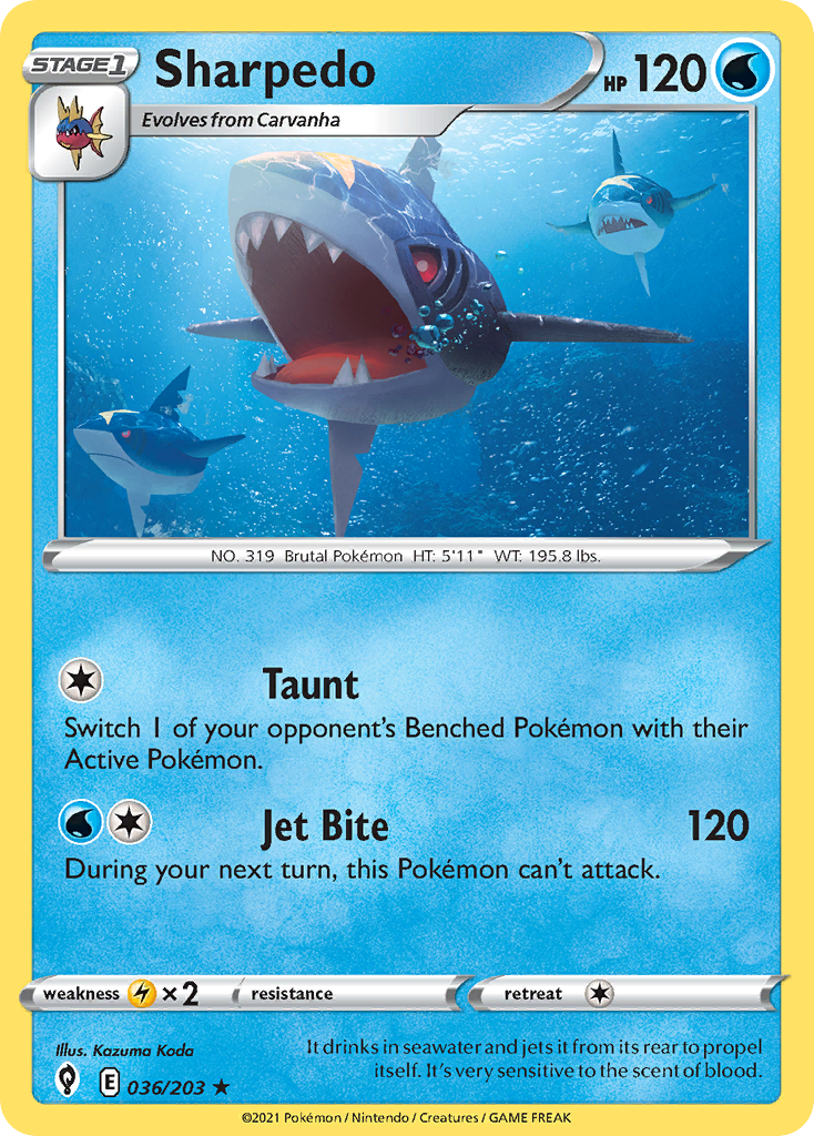 Sharpedo 36/203 Evolving Skies English Pokemon card