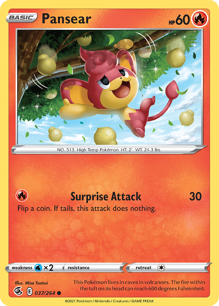 Pansear 37/264 Fusion Strike English Pokémon card