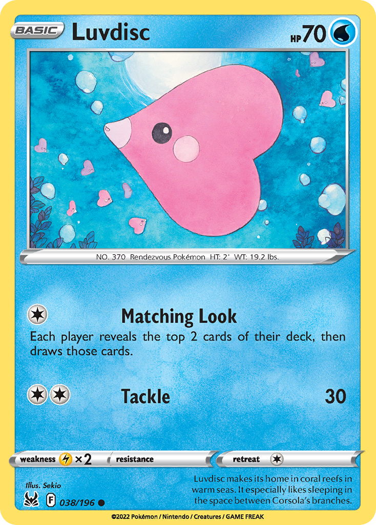 Luvdisc 38/196 Lost Origin English Pokémon card