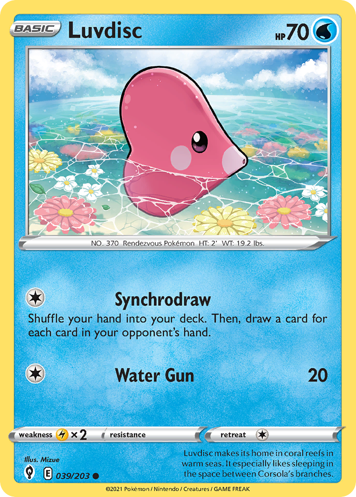 Luvdisc 39/203 Evolving Skies English Pokemon card