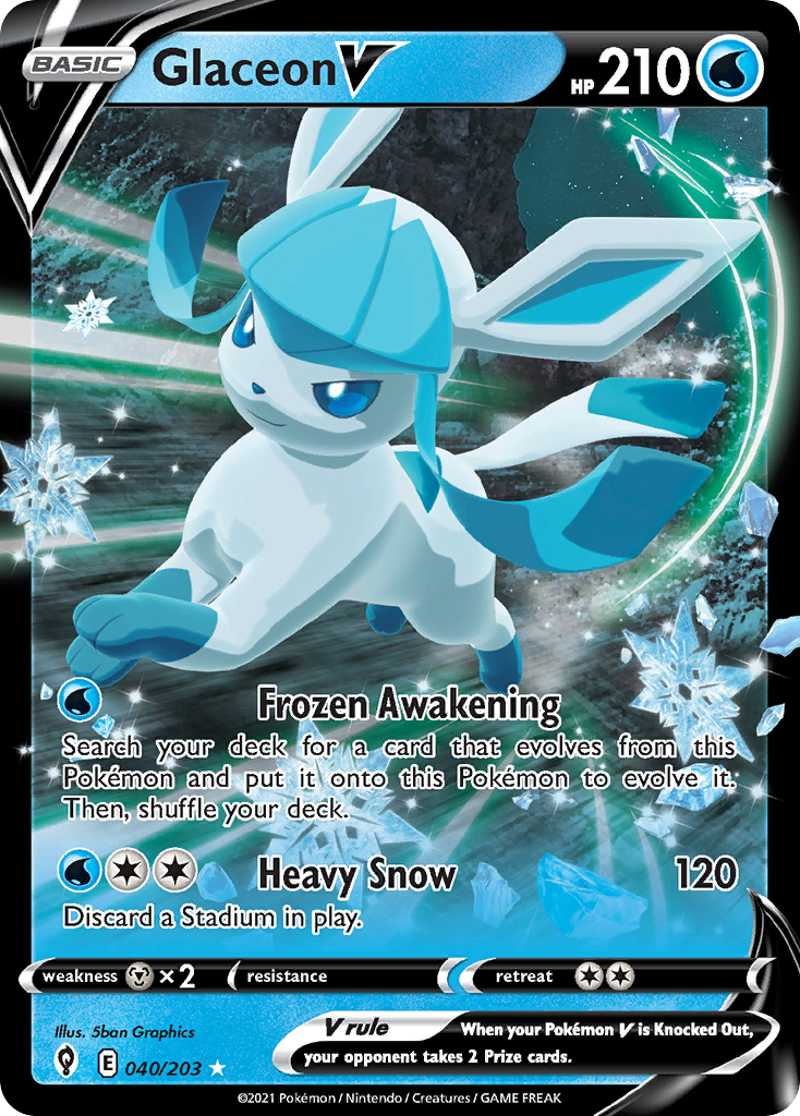 Glaceon V 40/203 Evolving Skies English Pokemon card