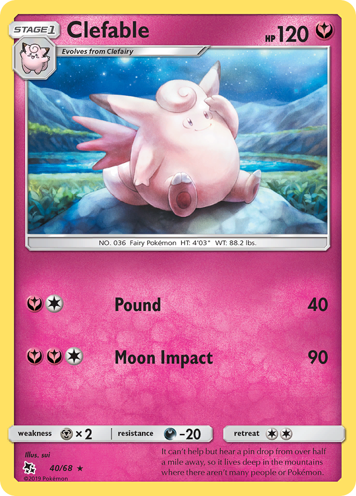 Clefable 40/68 Hidden Fates English Pokémon card