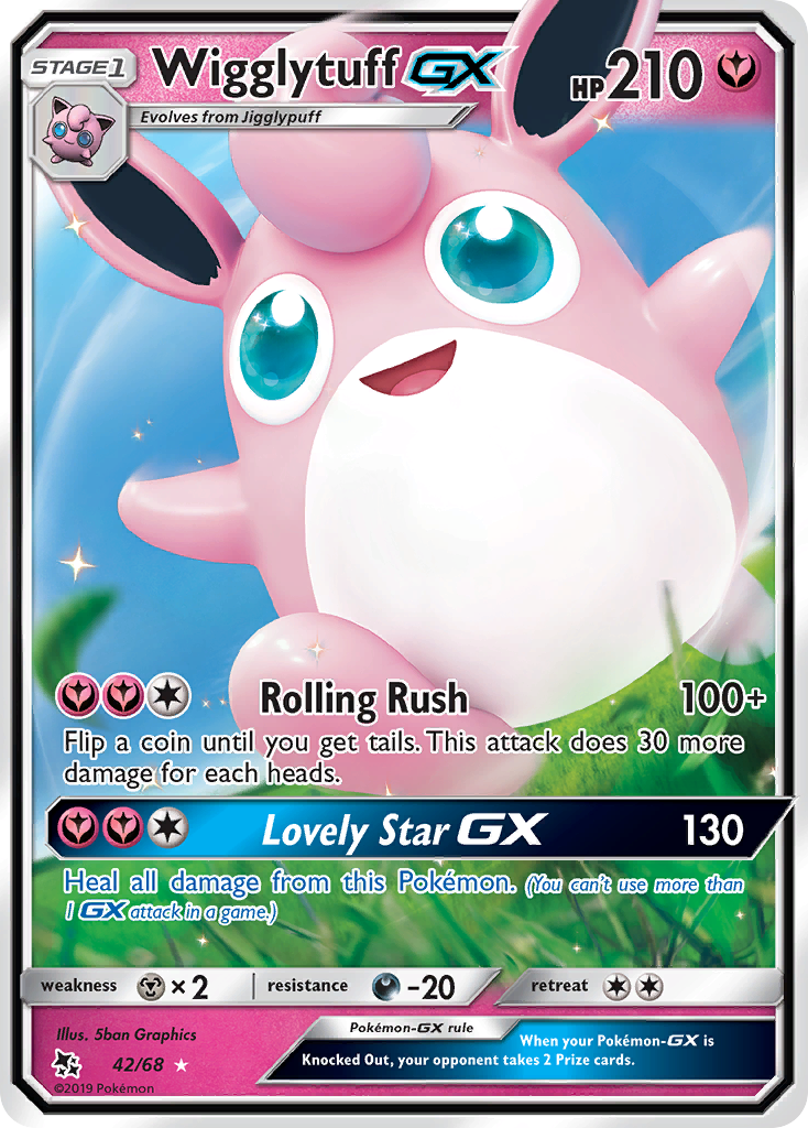 Wigglytuff GX 42/68 Hidden Fates English Pokémon card