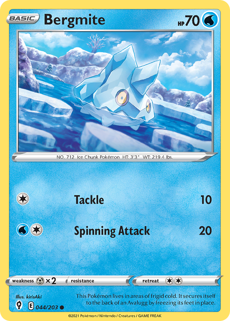 Bergmite 44/203 Evolving Skies English Pokemon card