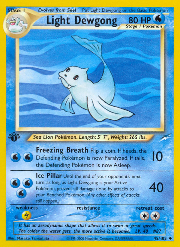 Light Dewgong 45/105 Neo Destiny English Pokemon card