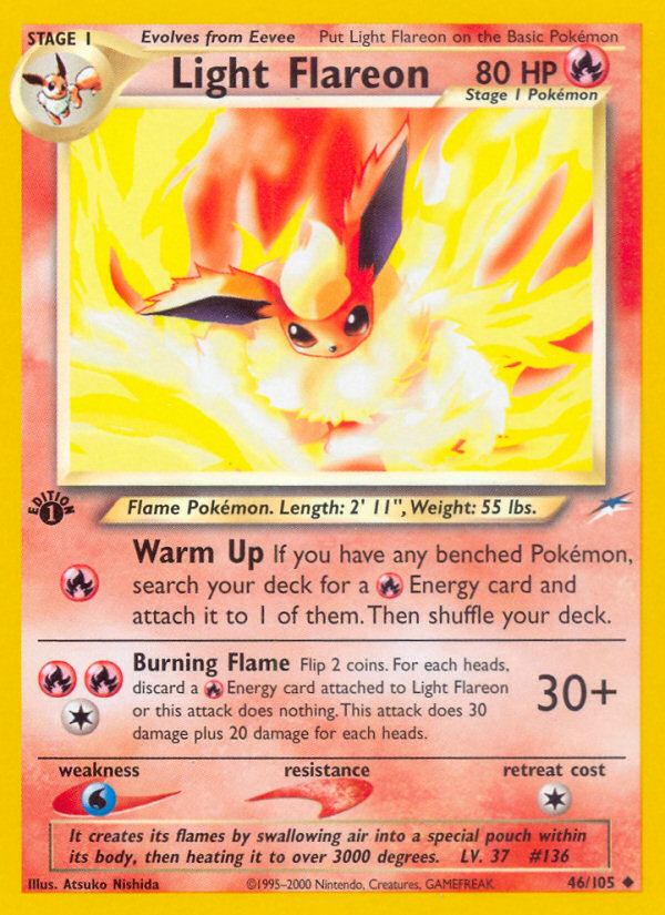 Light Flareon 46/105 Neo Destiny English Pokemon card