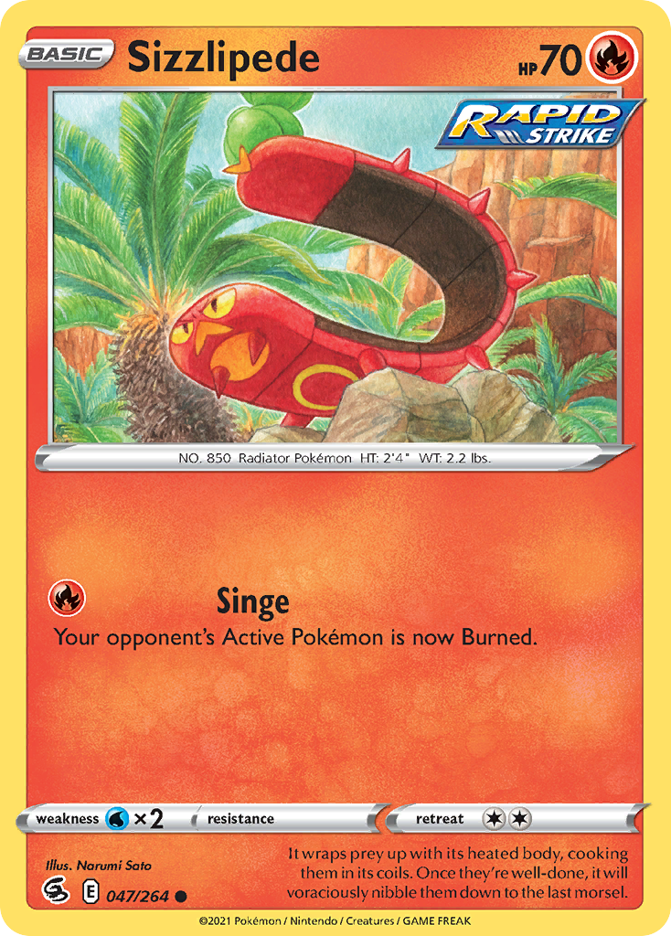Sizzlipede 47/264 Fusion Strike English Pokémon card