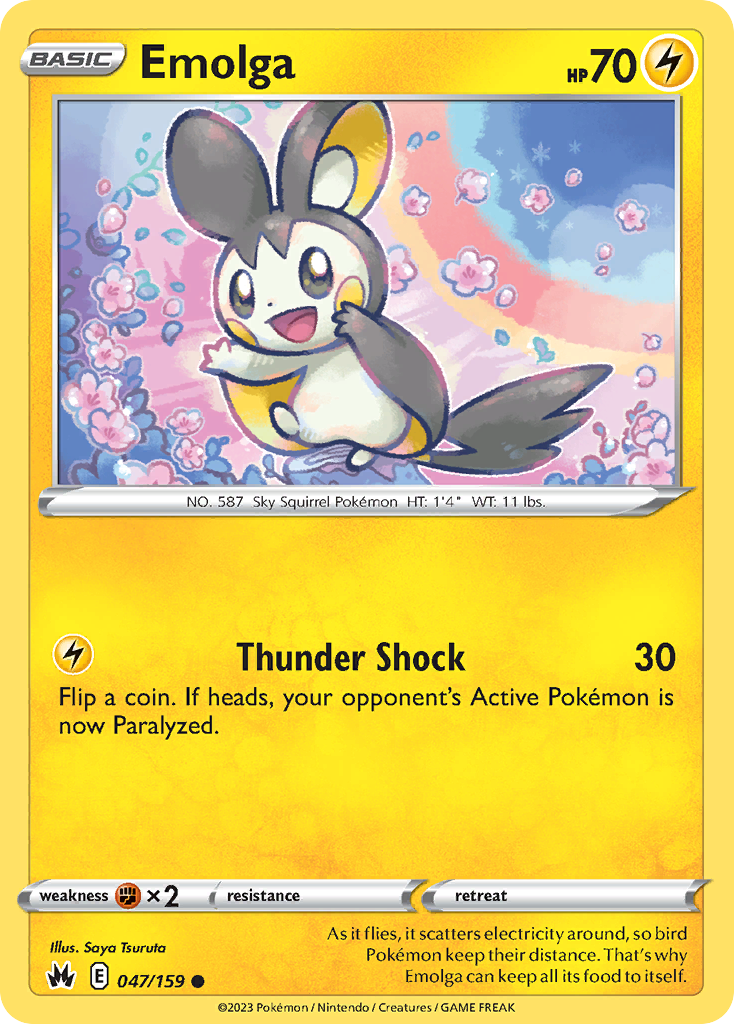 Emolga 47/159 Crown Zenith English Pokémon card