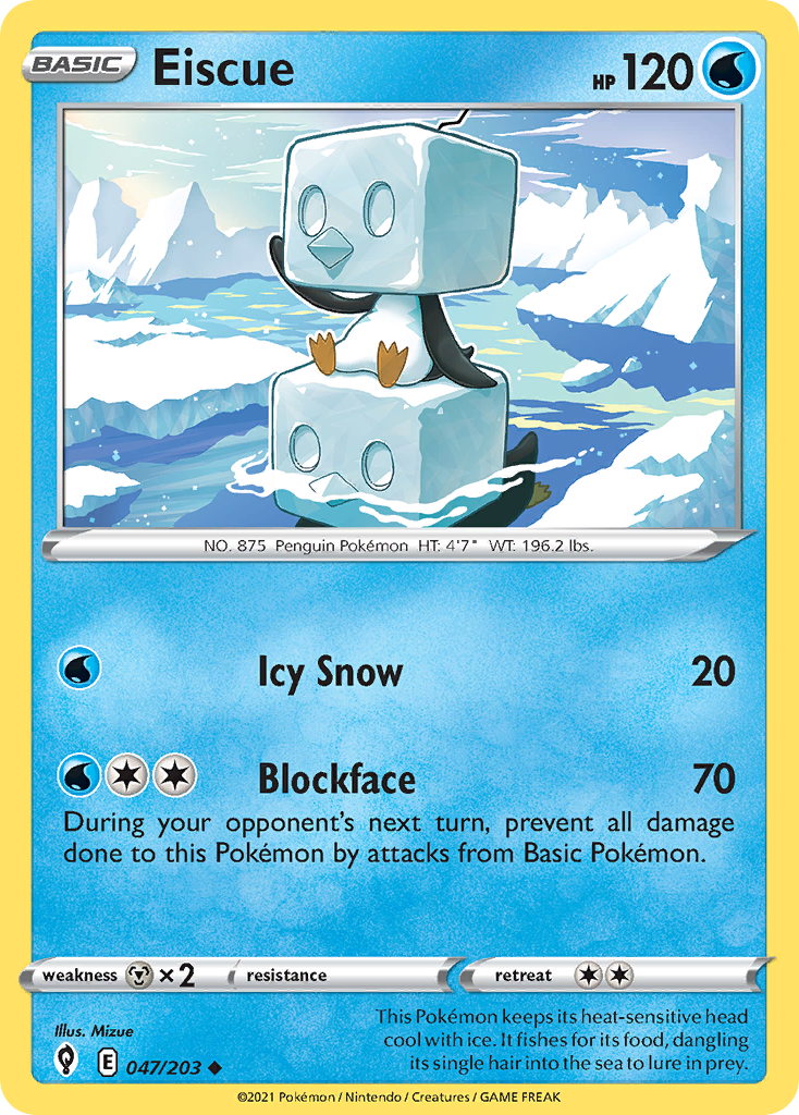 Eiscue 47/203 Evolving Skies English Pokemon card