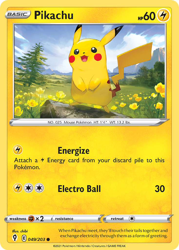 Pikachu 49/203 Evolving Skies English Pokemon card