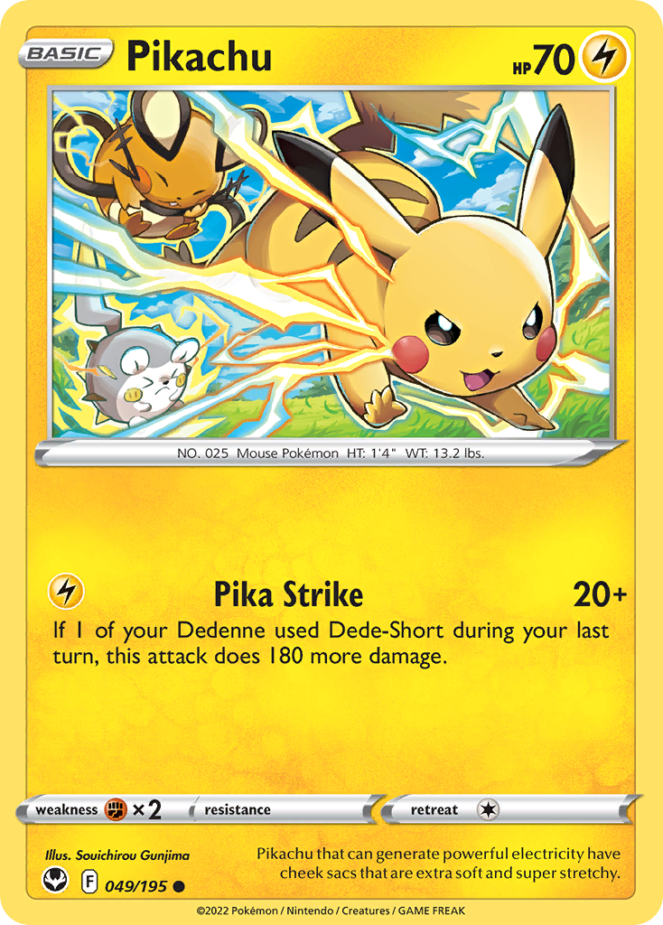 Pikachu 49/195 Silver Tempest English Pokémon card