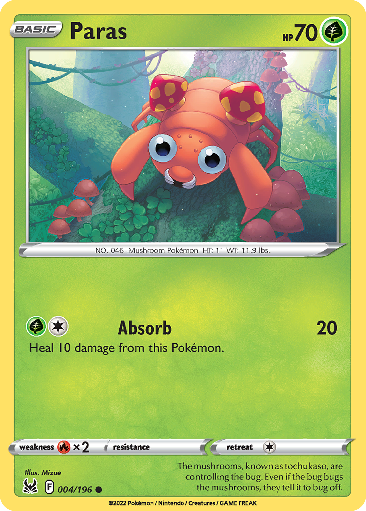 Paras 4/196 Lost Origin English Pokémon card