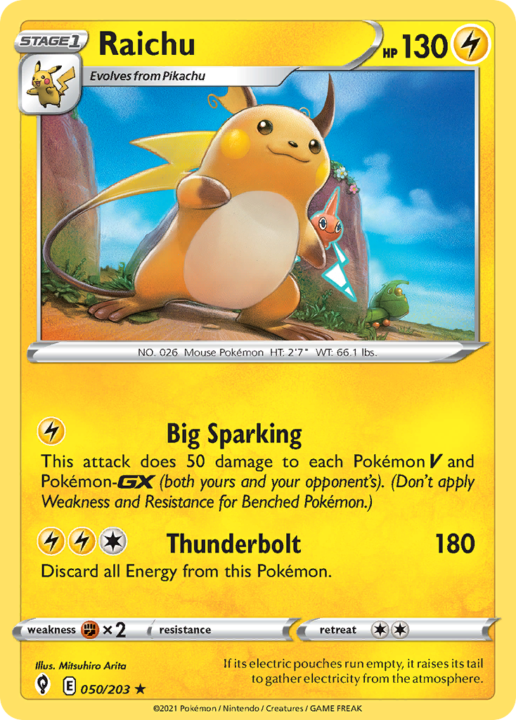 Raichu 50/203 Evolving Skies English Pokemon card