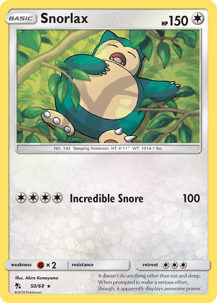 Snorlax 50/68 Hidden Fates English Pokémon card