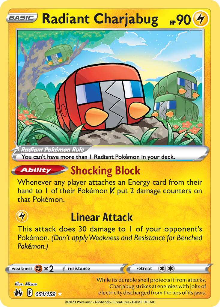 Radiant Charjabug 51/159 Crown Zenith English Pokémon card