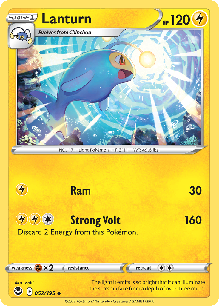 Lanturn 52/195 Silver Tempest English Pokémon card