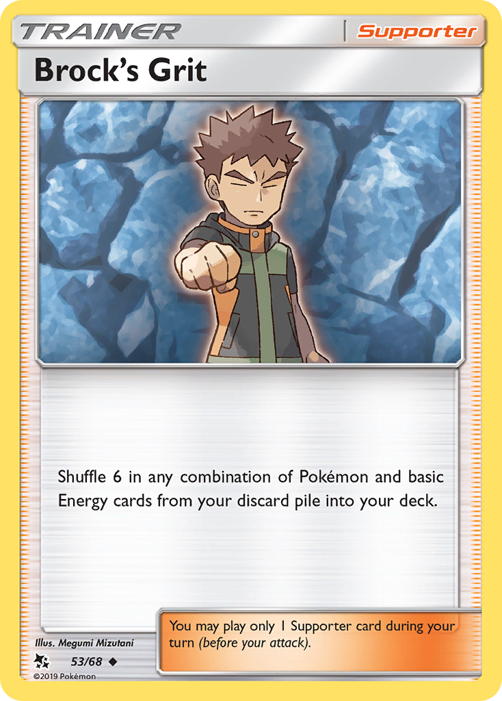 Brock's Grit 53/68 Hidden Fates English Pokémon card