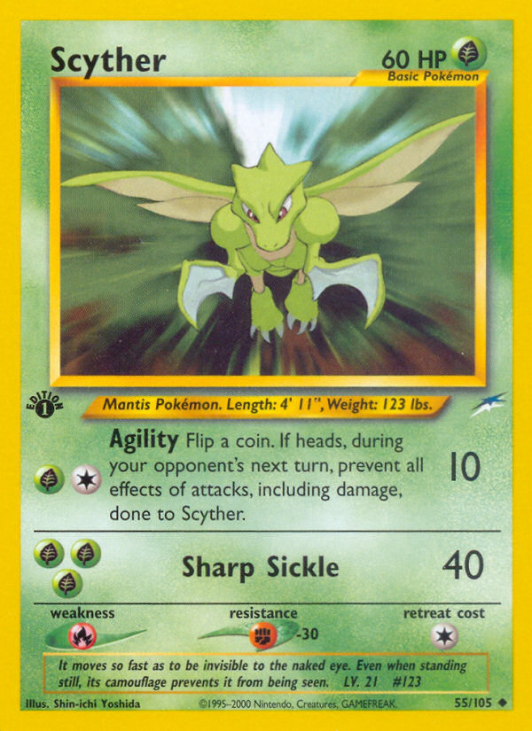 Scyther 55/105 Neo Destiny English Pokemon card