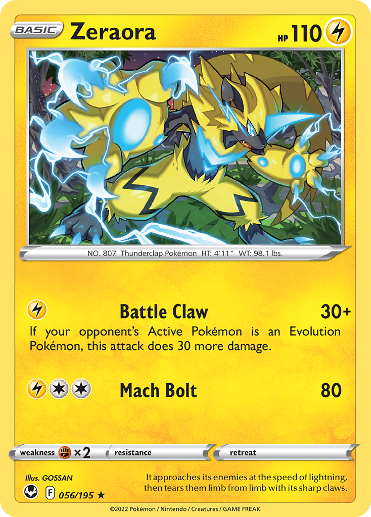 Zeraora 56/195 Silver Tempest English card