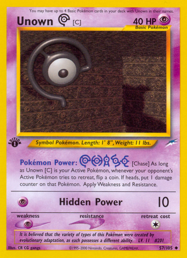 Unown [C] 57/105 Neo Destiny English Pokemon card