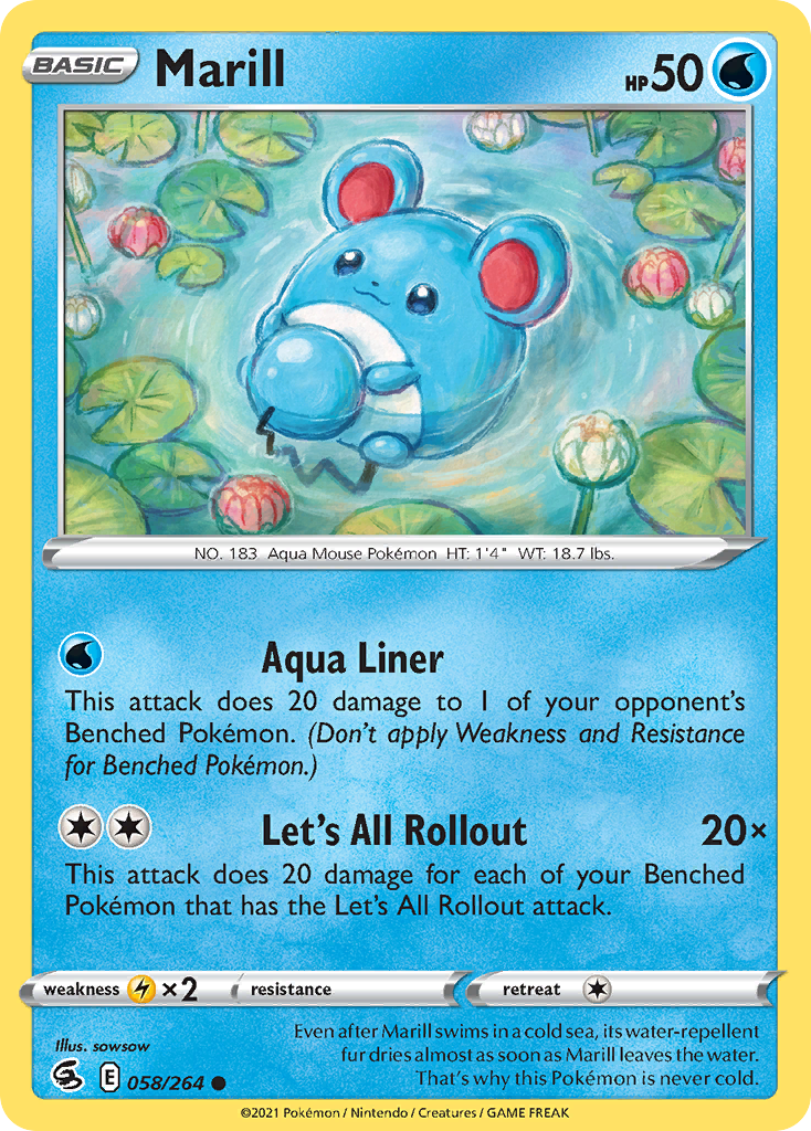 Marill 58/264 Fusion Strike English Pokémon card