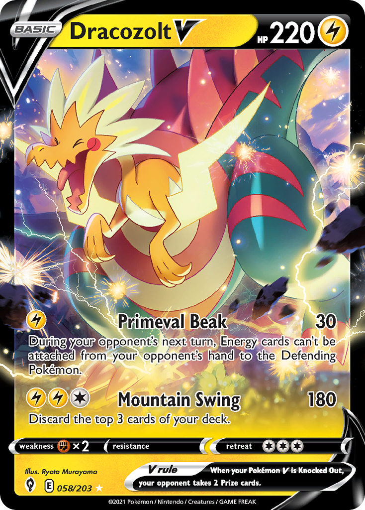 Dracozolt V 58/203 Evolving Skies English Pokemon card