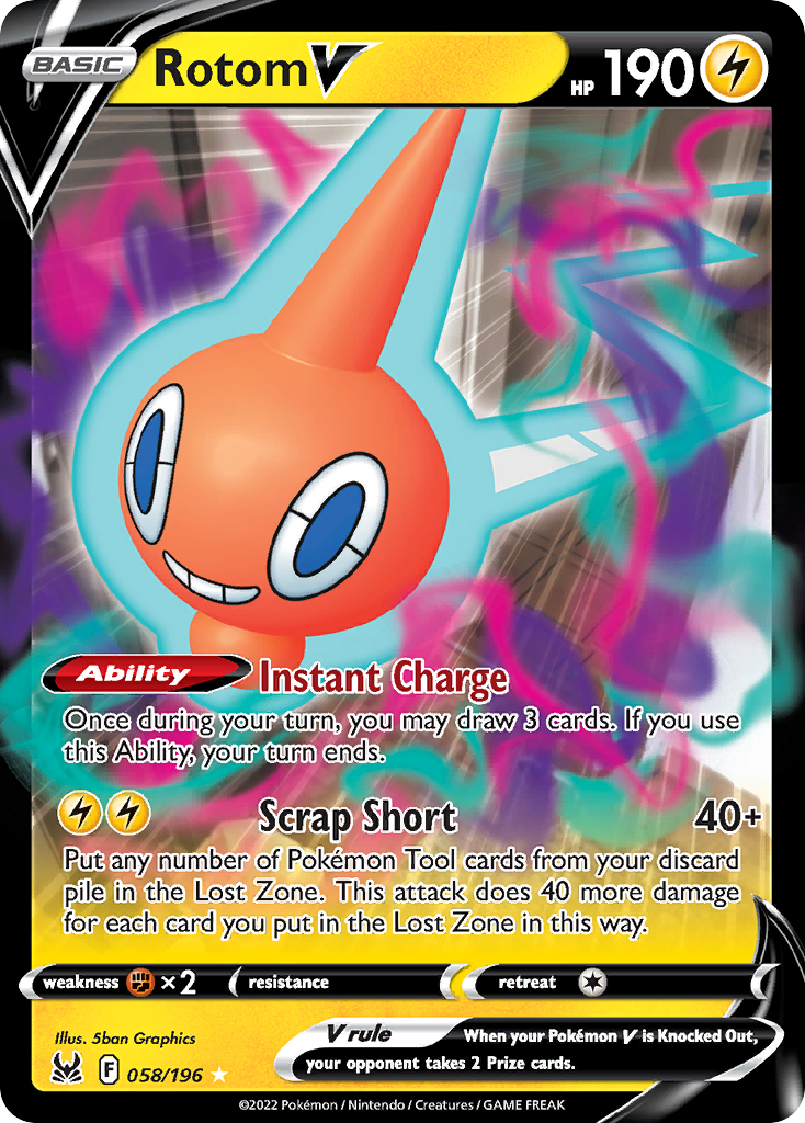Rotom V 58/196 Lost Origin English Pokémon card