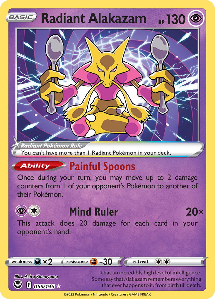Radiant Alakazam 59/195 Silver Tempest English Pokémon card