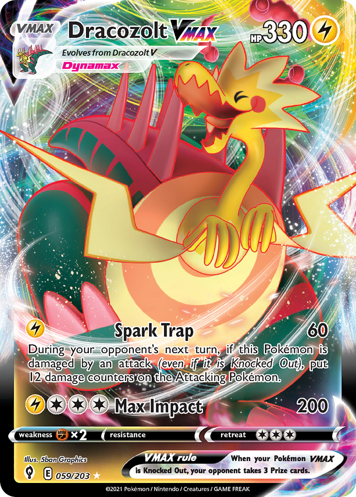 Dracozolt VMAX 59/203 Evolving Skies English Pokemon card