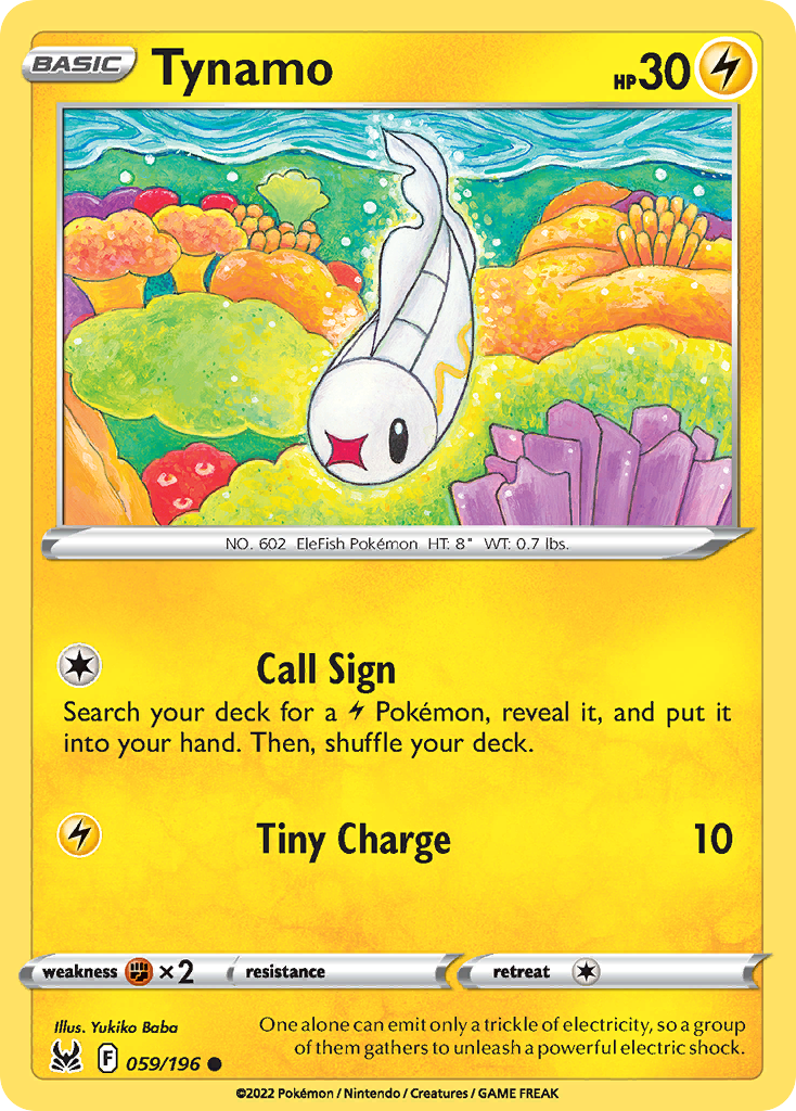 Tynamo 59/196 Lost Origin English Pokémon card