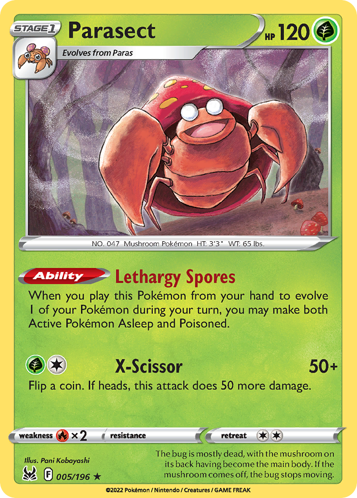 Parasect 5/196 Lost Origin English Pokémon card