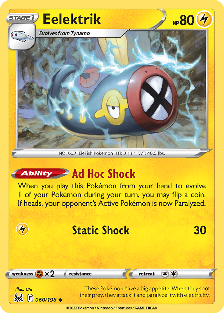 Eelektrik 60/196 Lost Origin English Pokémon card