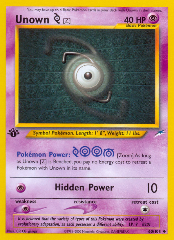 Unown [Z] 60/105 Neo Destiny English Pokemon card