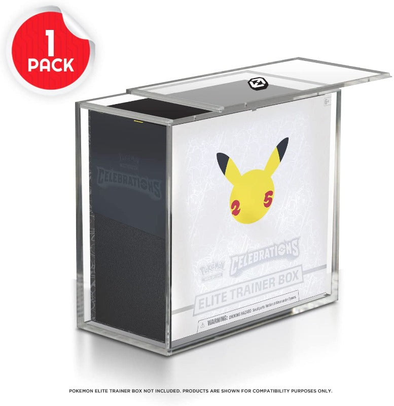 EVORETRO Pokémon ETB Acrylic Protector – 4 mm – Anti-UV Sliding Lid – exact product image