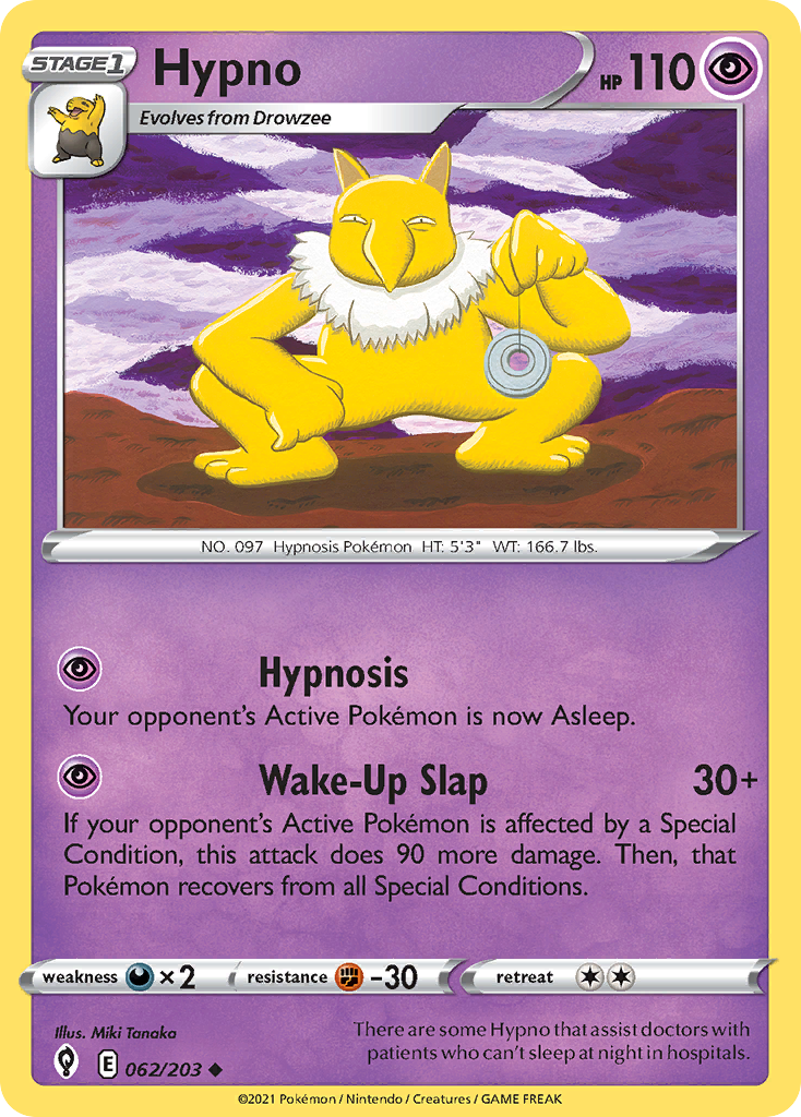 Hypno 62/203 Evolving Skies English Pokemon card