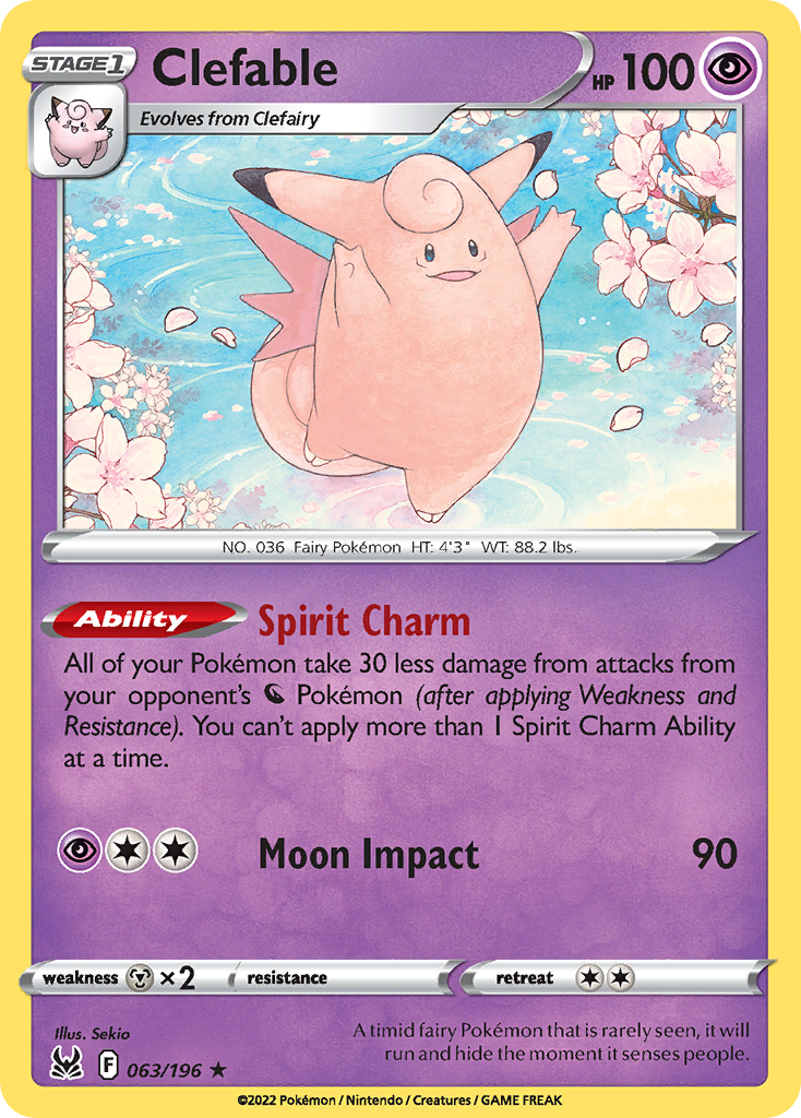 Clefable 63/196 Lost Origin English Pokémon card