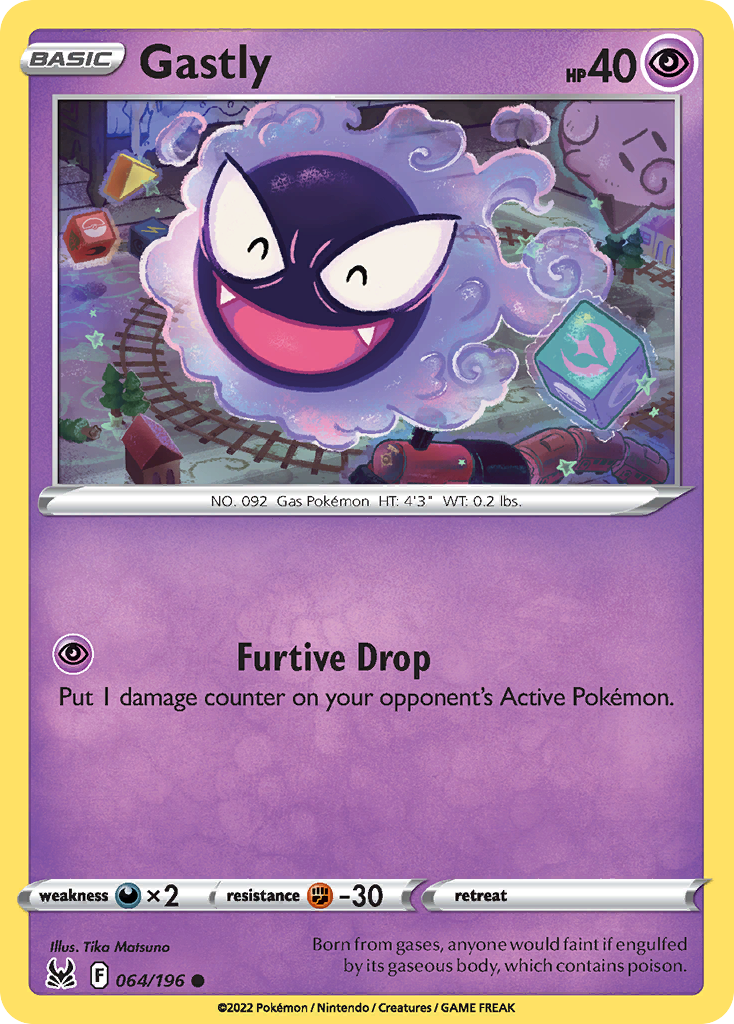 Gastly 64/196 Lost Origin English Pokémon card