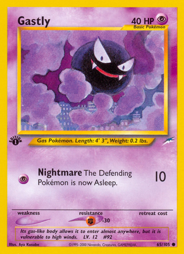 Gastly 65/105 Neo Destiny English Pokemon card