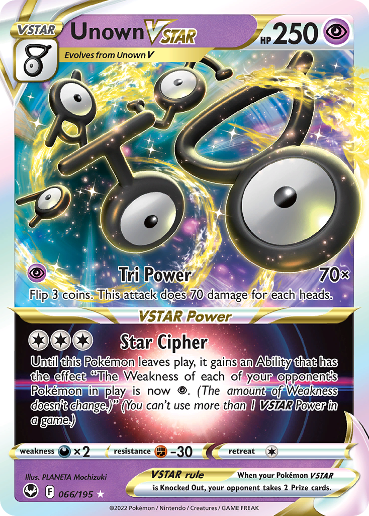 Unown VSTAR 66/195 Silver Tempest English card