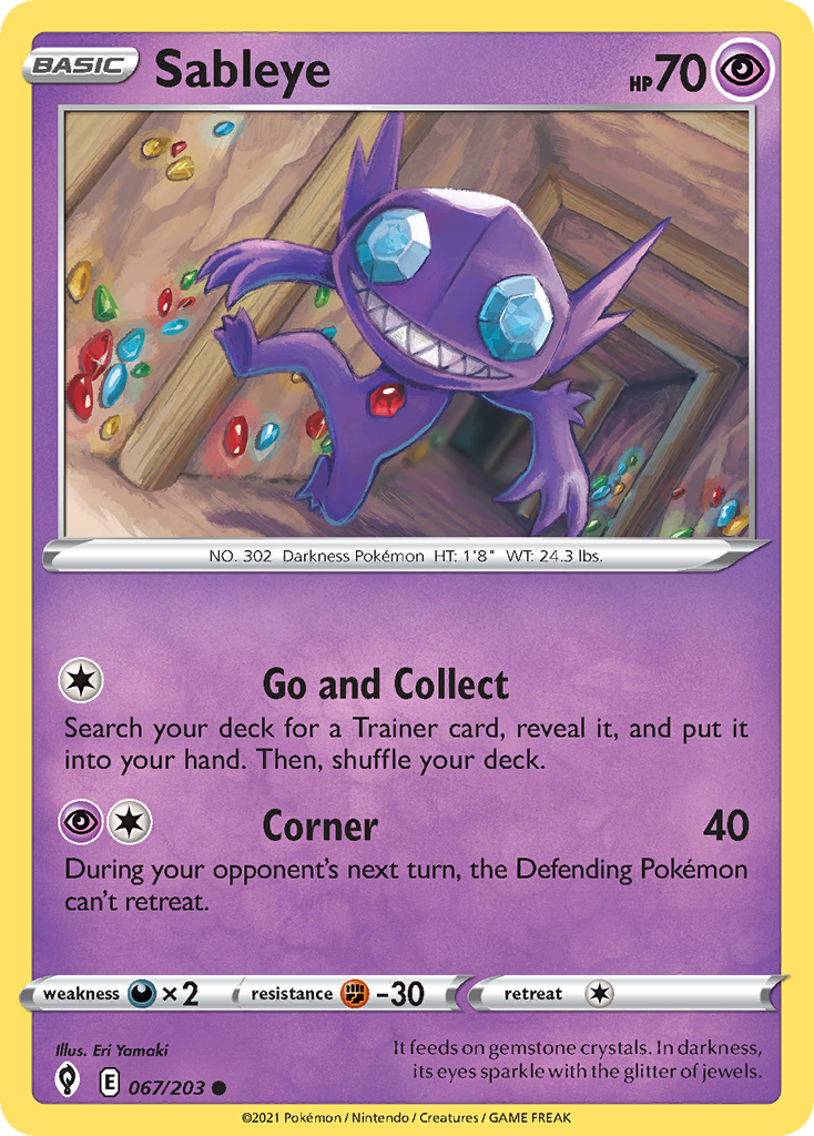 Sableye 67/203 Evolving Skies English Pokemon card