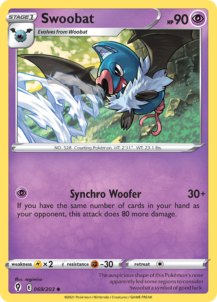 Swoobat 69/203 Evolving Skies English Pokemon card
