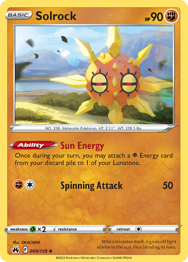 Solrock 69/159 Crown Zenith English Pokémon card
