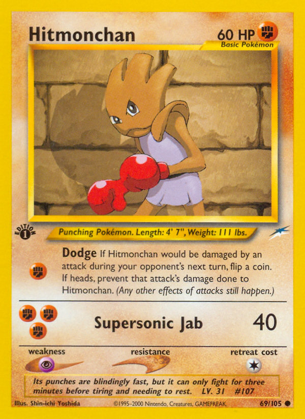 Hitmonchan 69/105 Neo Destiny English Pokemon card
