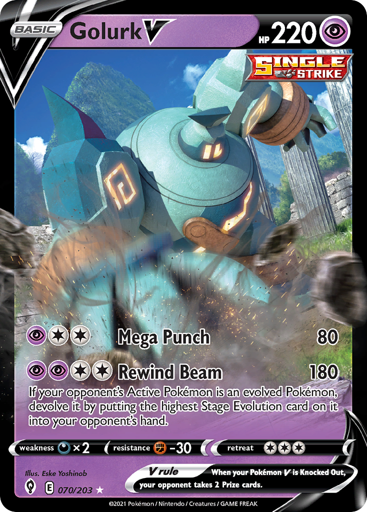 Golurk V 70/203 Evolving Skies English Pokemon card