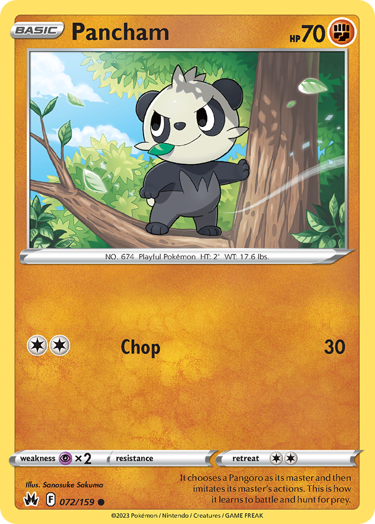 Pancham 72/159 Crown Zenith English Pokémon card