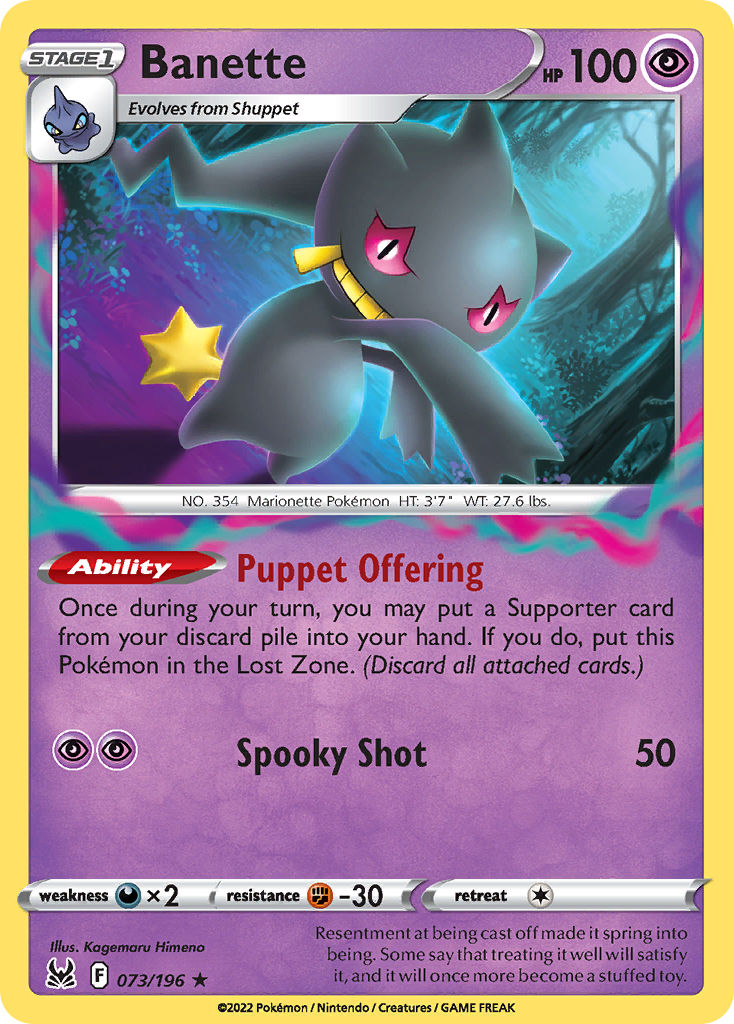 Banette 73/196 Lost Origin English Pokémon card