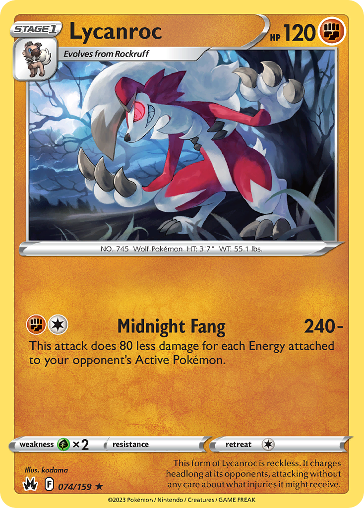 Lycanroc 74/159 Crown Zenith English card
