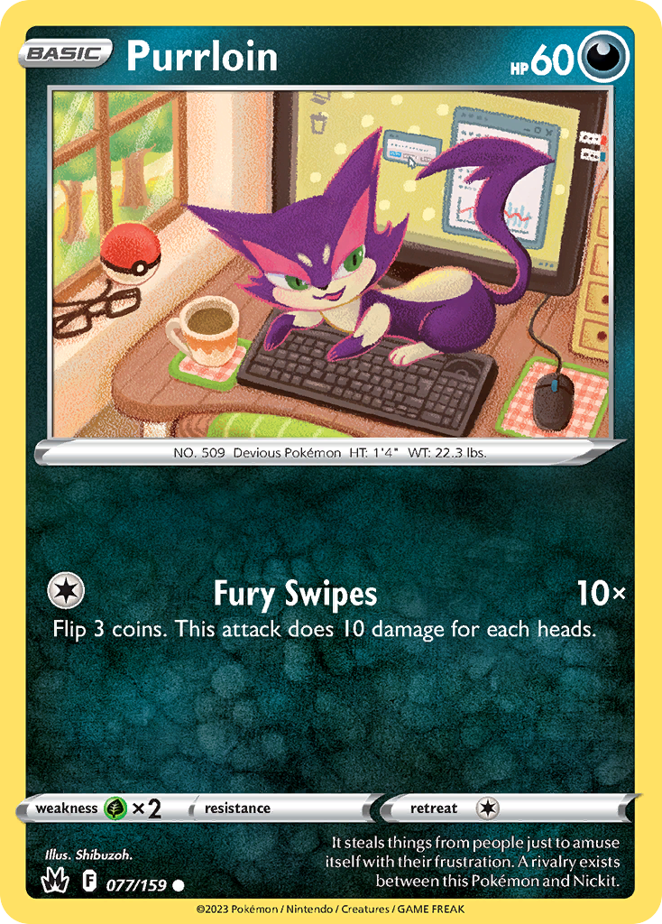 Purrloin 77/159 Crown Zenith English card